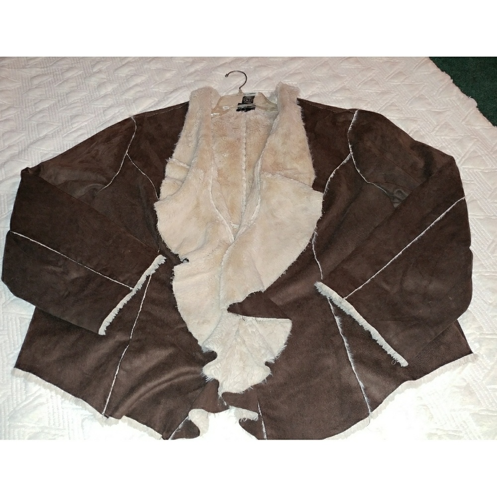 Torrid size 4 faux fur drape front jacket.